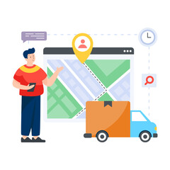 Canvas Print - 
Flat illustration vector of shipment tracking 

