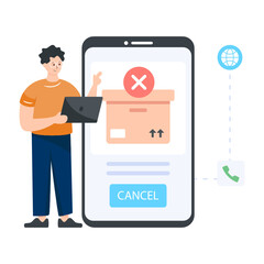 Sticker - 
Cancel order flat illustration icon 

