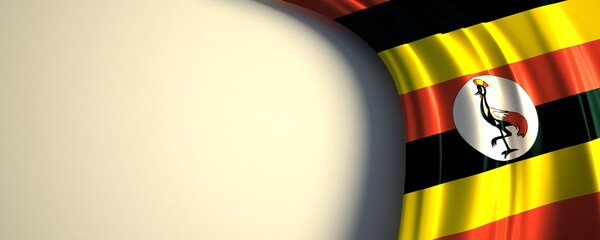 Uganda Flag. 3d illustration of the waving national flag with a copy space.