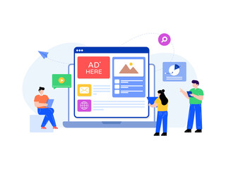 Poster - 
A flat illustration of web ad in modern style 

