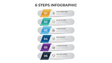 6 Points Of Steps Diagram, Vertical List Layout, Infographic Template Vector.