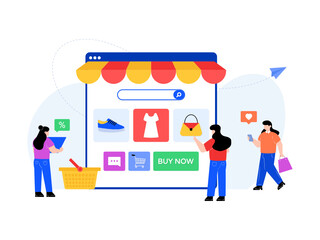 
An online store flat editable illustration 

