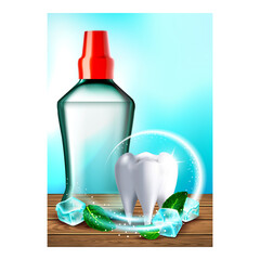 Sticker - Mouthwash Tooth Protection Promo Poster Vector Illustration