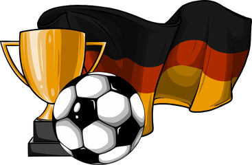 Sticker - football ball with cup and German flag vector