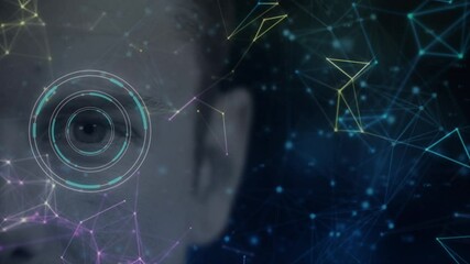 Poster - Animation of scope scanning and networks of connections over man's face