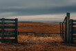 © Martin - Open gate looking onto the rolling hills of long grass prairie in Kansas under dramatic lighting