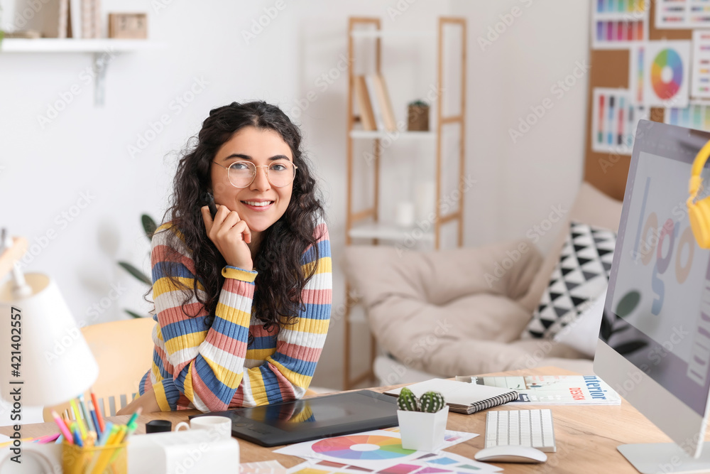 Graphic designer working in office