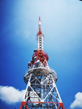 Low Angle View Of Communications Tower Against Sky