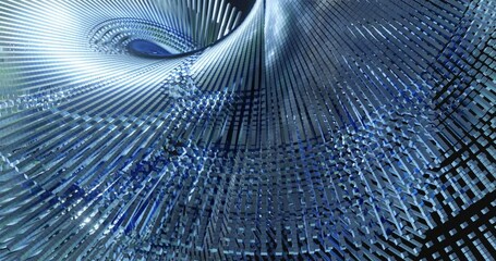 Poster - abstract blue surface motion background. moving cubes with twist circular structure. . seamless loop
