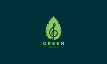 Musical Note With Leaf Green Logo Vector Symbol Icon Design Illustration
