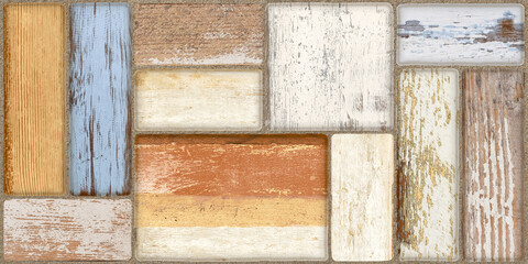 Wall Mural - cement bricks texture with license plate, concrete design with car plates decor