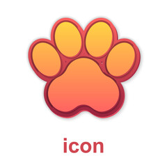 Sticker - Gold Paw print icon isolated on white background. Dog or cat paw print. Animal track. Vector