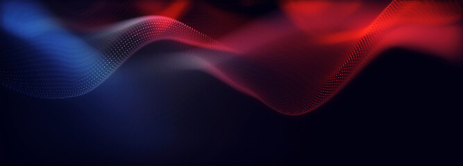 Abstract colorful digital particles wave with bokeh and light background, 3d render wave line dot background, line wave light glowing effect particular background.