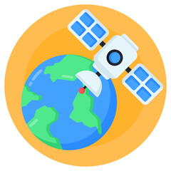 Canvas Print - 
A global satellite flat icon design 

