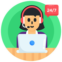 Sticker - 
A programmer person flat round icon 

