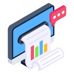 Sticker - 
Bitcoin mining report isometric trendy icon 

