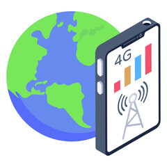 Sticker - 
A mobile network isometric icon, editable design 

