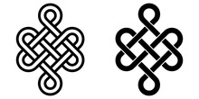 Mystical Knot Of Longevity And Health, Feng Shui Luck Sign, Vector Infinity Knot, Tattoo Of The Symbol Health Of Occultism And Witchcraft