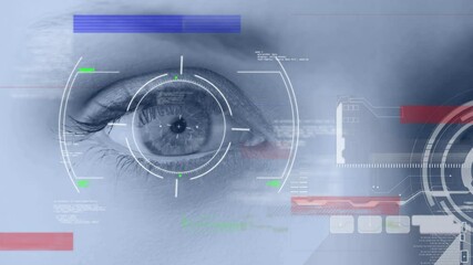 Poster - Digital interface with data processing against close up of female eye