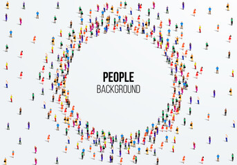 Wall Mural - Large group of people on white background. People crowd concept. Vector illustration