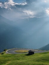 Scenic View Of Mountain Road Against Sky.