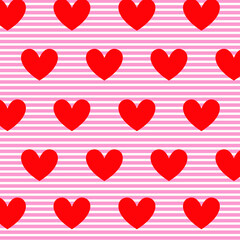 Wall Mural - Hearts pattern background, for wrapping paper, greeting cards, posters, invitation, wedding and Valentines cards.