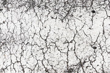 Wall Mural - Black cracks background. Scratched lines texture. White and black distressed grunge pattern. Peel paint crack. Weathered rustic surface. Dry paint overlay. Cracked asphalt backdrop.