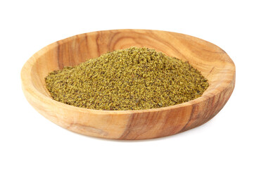 Poster - Powdered hemp seeds isolated on white background. Superfood concept. Natural protein powder.