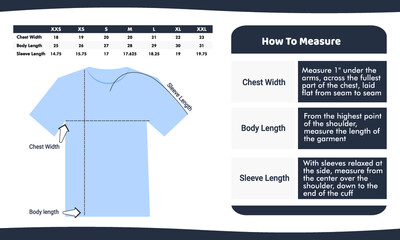 T-Shirt Size Measurement Guide Template