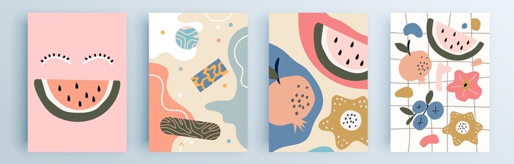 Modern abstract covers set, minimal covers design. Colorful geometric background, vector illustration.