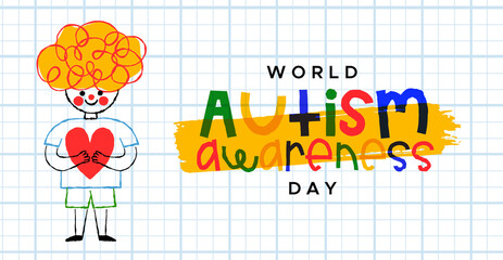 Wall Mural - World Autism Awareness Day child love cartoon