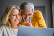 © PhotoAlto - Smiling mature couple using laptop