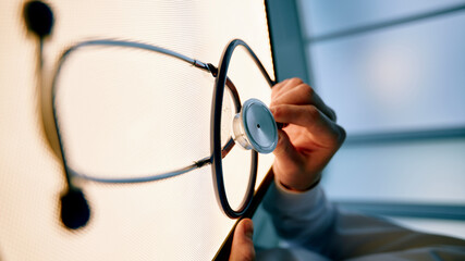 close up. stethoscope in the doctor's hand .