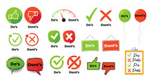 Do And Not Do Set Or Like And Unlike Icons With Positive And Negative Symbols Vector Illustration Eps 10