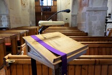 Wooden Pulpit Lectern In Anglican Church