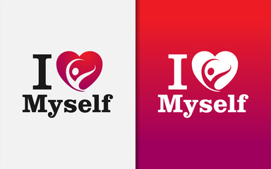 Poster - Creative Love Myself Graphic Design Template. Love Symbol with Happiness People Inside.