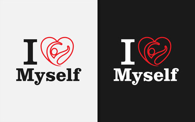 Poster - Creative Love Myself Graphic Design Template. Love Symbol with Happiness People Inside.