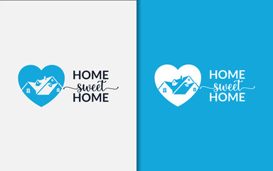 Poster - Creative Home Sweet Home Graphic Design Template. Love Symbol with People Silhouette Inside.