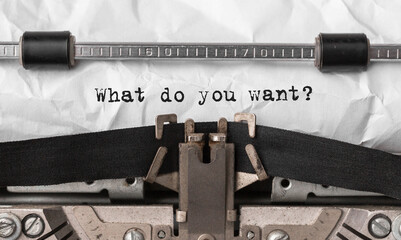 Fototapete - Text What do you want typed on retro typewriter