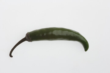 Canvas Print - Shot of a green ripe chili hot pepper isolated on white background