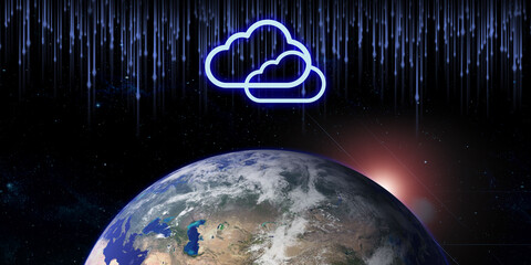 Wall Mural - Storing data in the cloud Internet storage 3d illustration