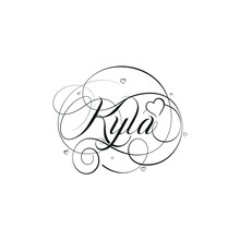 English Calligraphy "Kyla" Name, A Unique Hand Drawn Vector Design For Wedding And More.