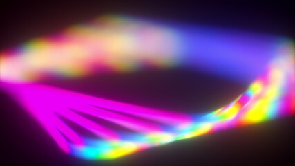 Poster - Abstract wavy squares from neon lines, computer generated. 3d rendering virtual backdrop