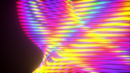 Poster - Abstract wavy squares from neon lines, computer generated. 3d rendering virtual backdrop