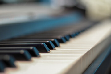 Sticker - Selective focus shot of black and white keys on a piano