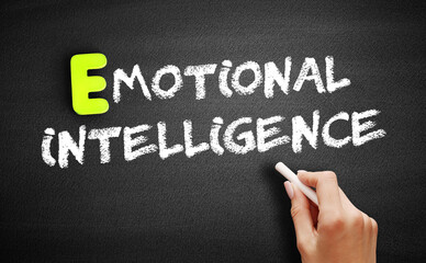 Aufkleber - emotional intelligence word, business concept on blackboard