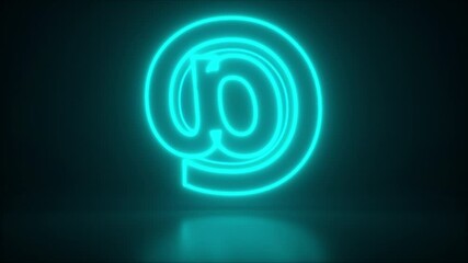Poster - rotating neon email symbol at on a dark background, computer generated digital symbol. 3d rendering 