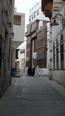 Jeddah, Saudi Arabia - 10 January 2020: Traditional houses in Al Balad, UNESCO World Heritage