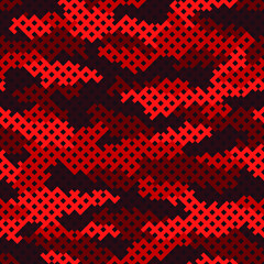 Camouflage grid seamless pattern. Abstract modern endless camo texture with square tile grid. Digital military background for fabric and fashion print template. Vector illustration.