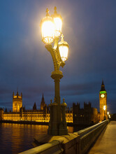 United Kingdom, London, Houses Of Parliament At Night